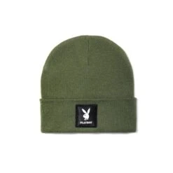Knit Beanie With Logo Patch 32 Knit Beanie With Logo Patch -Best Clothing Store Playboy Cuff Beanie green 1