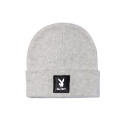Knit Beanie With Logo Patch 34 Knit Beanie With Logo Patch -Best Clothing Store Playboy Cuff Beanie grey 1
