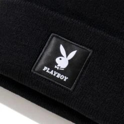Knit Beanie With Logo Patch 27 Knit Beanie With Logo Patch -Best Clothing Store Playboy Knit beanie Black 03