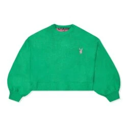 Women's Back Graphic Oversized Knit Sweater -Best Clothing Store Playboy MG Masthead Sweater Green 01 6013d260 9751 4cee 94b0 259d9a607282