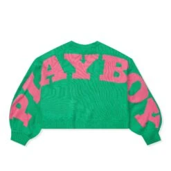 Women's Back Graphic Oversized Knit Sweater -Best Clothing Store Playboy MG Masthead Sweater Green 02 6f7cbf50 120f 42db a15b c296e1700c60