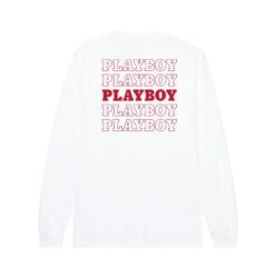 Repeating Masthead Long Sleeve -Best Clothing Store Playboy Masthead MensLS T Shirt wht 2