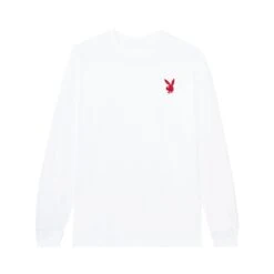Repeating Masthead Long Sleeve -Best Clothing Store Playboy Masthead MensLS T Shirt wht