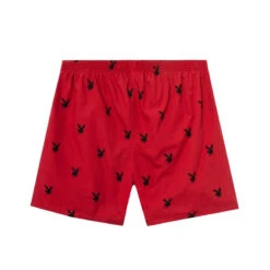 Repeating Rabbit Head Lounge Shorts -Best Clothing Store Playboy MavrickBoxerShorts RedBlack 2