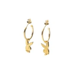 Bunny Huggie Hoops -Best Clothing Store Playboy Precious Bunny Huggie hoop Gold 003