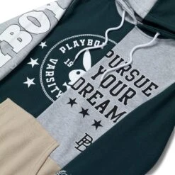 Women's Varsity Hoodie -Best Clothing Store Playboy Womens Sweatshirt Green 03