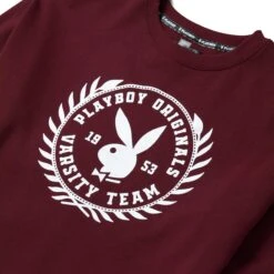 Women's Campus Varsity Crewneck -Best Clothing Store Playboy YM Varsity Crewneck Burgundy 03