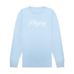 January 1964 Playmate Sharon Rogers Ski Bunny Long Sleeve -Best Clothing Store SKIBUNNY1964 LTBLUELSTEE FRONT